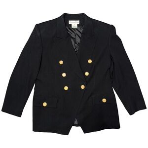 💙💖 Vintage 1980s Christian Dior Black Double Breasted Blazer w/Gold Buttons